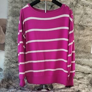 Sonoma Pink and White Knit Top